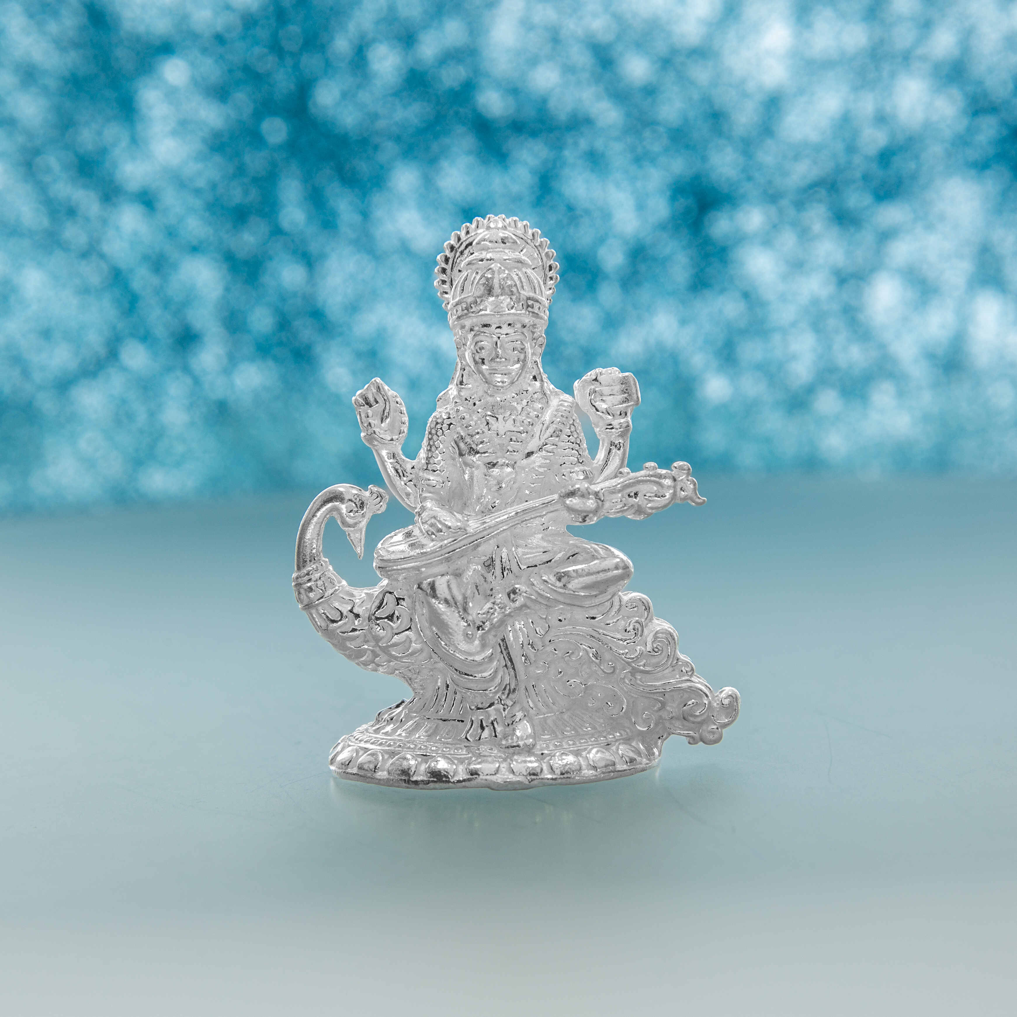 Saraswati idol in silver