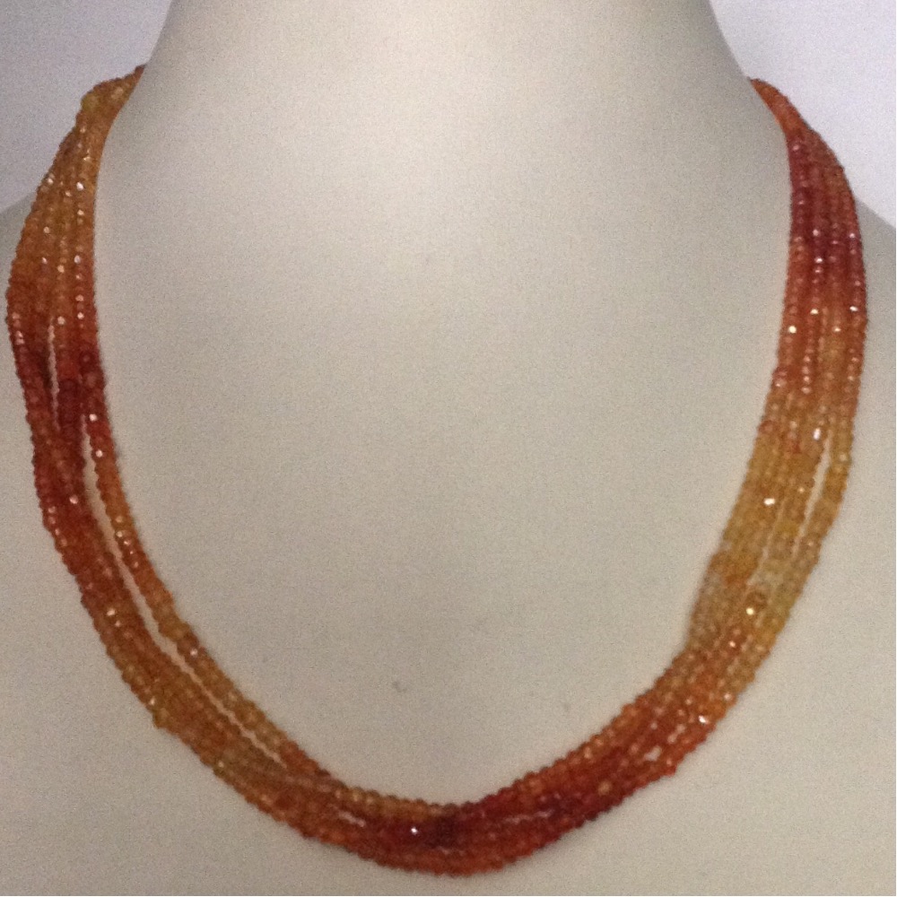 Natural orange carnelian faceted beeds 4 layers necklace JSS0034
