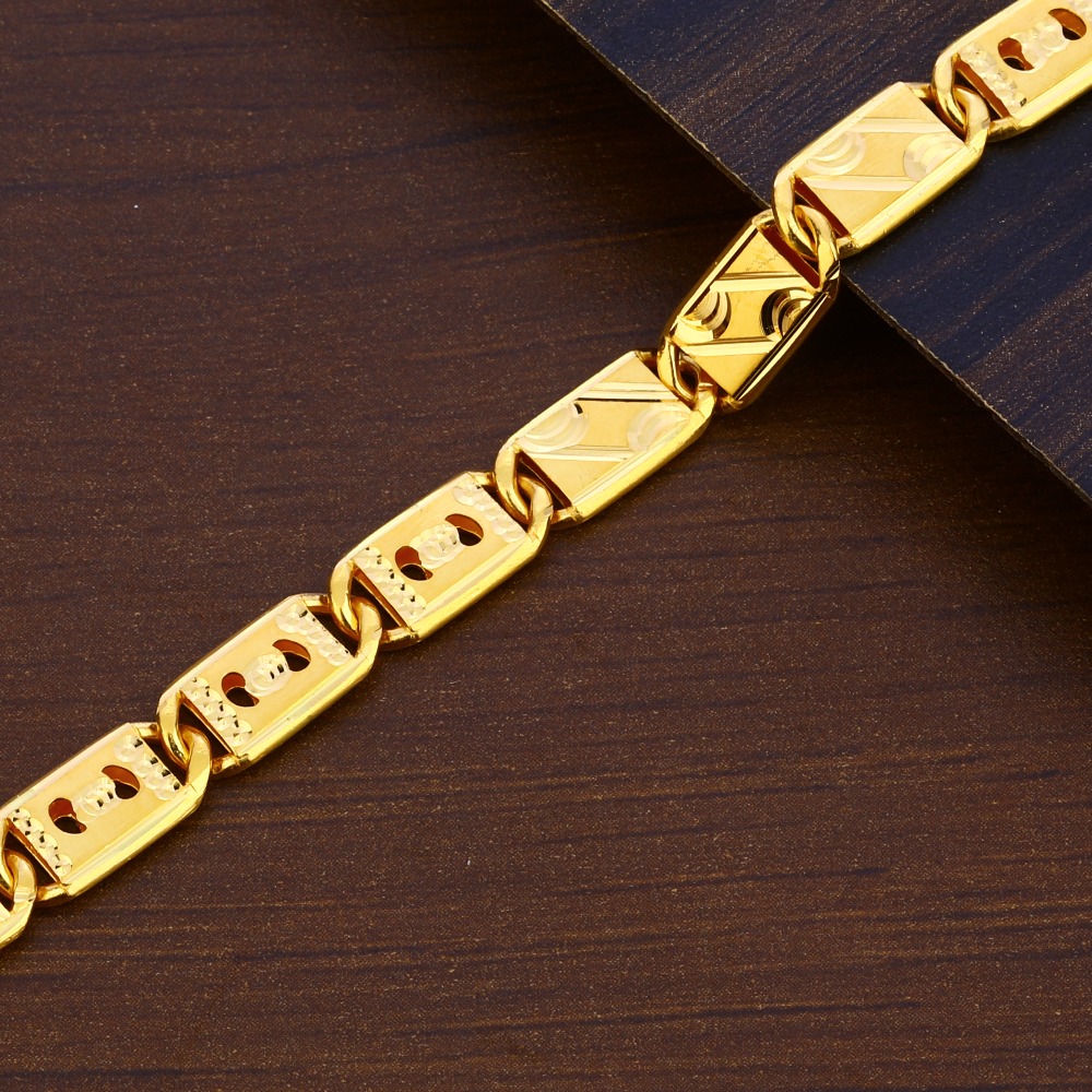 916 Gold Plain Delicate Hallmark Men's Bracelet MPB284