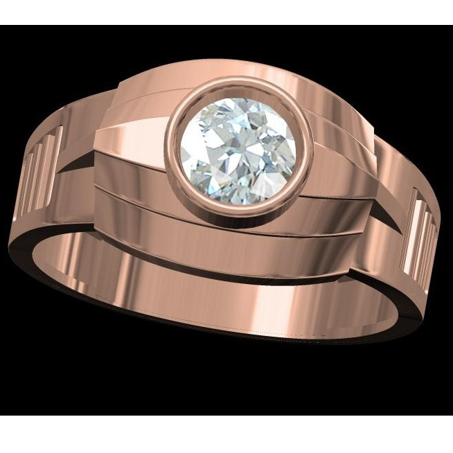 18kt cz rose gold solitairediamond gents ring