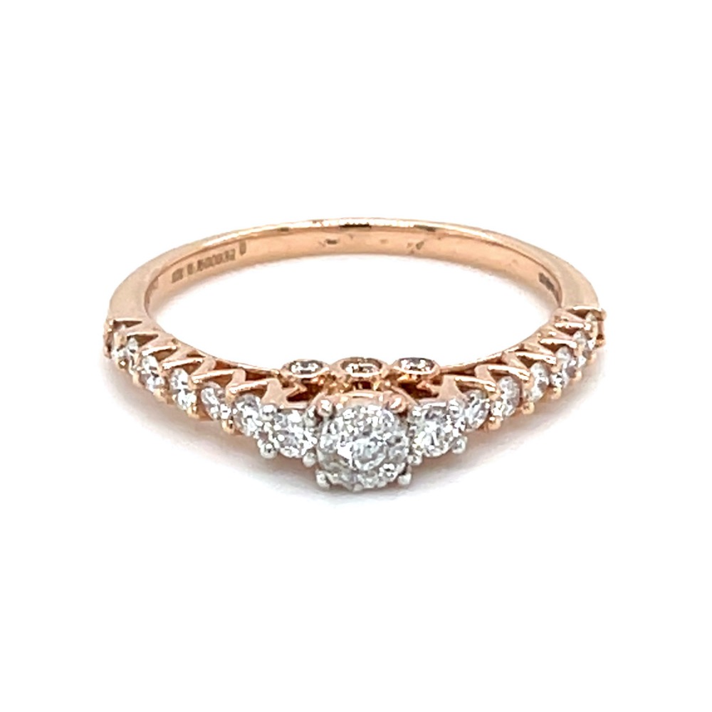 Shared Prong Single Line Band Ring in 18k Rose Gold - 0LR155