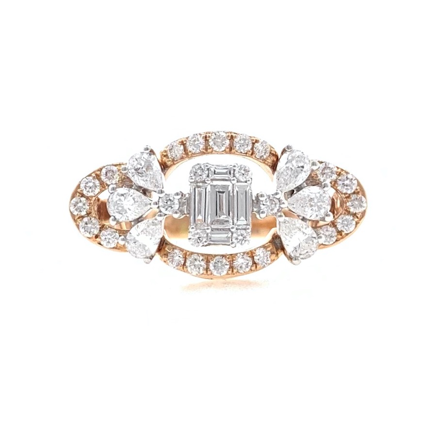 18kt / 750 rose gold fancy daily wear diamond ladies ring 9lr159