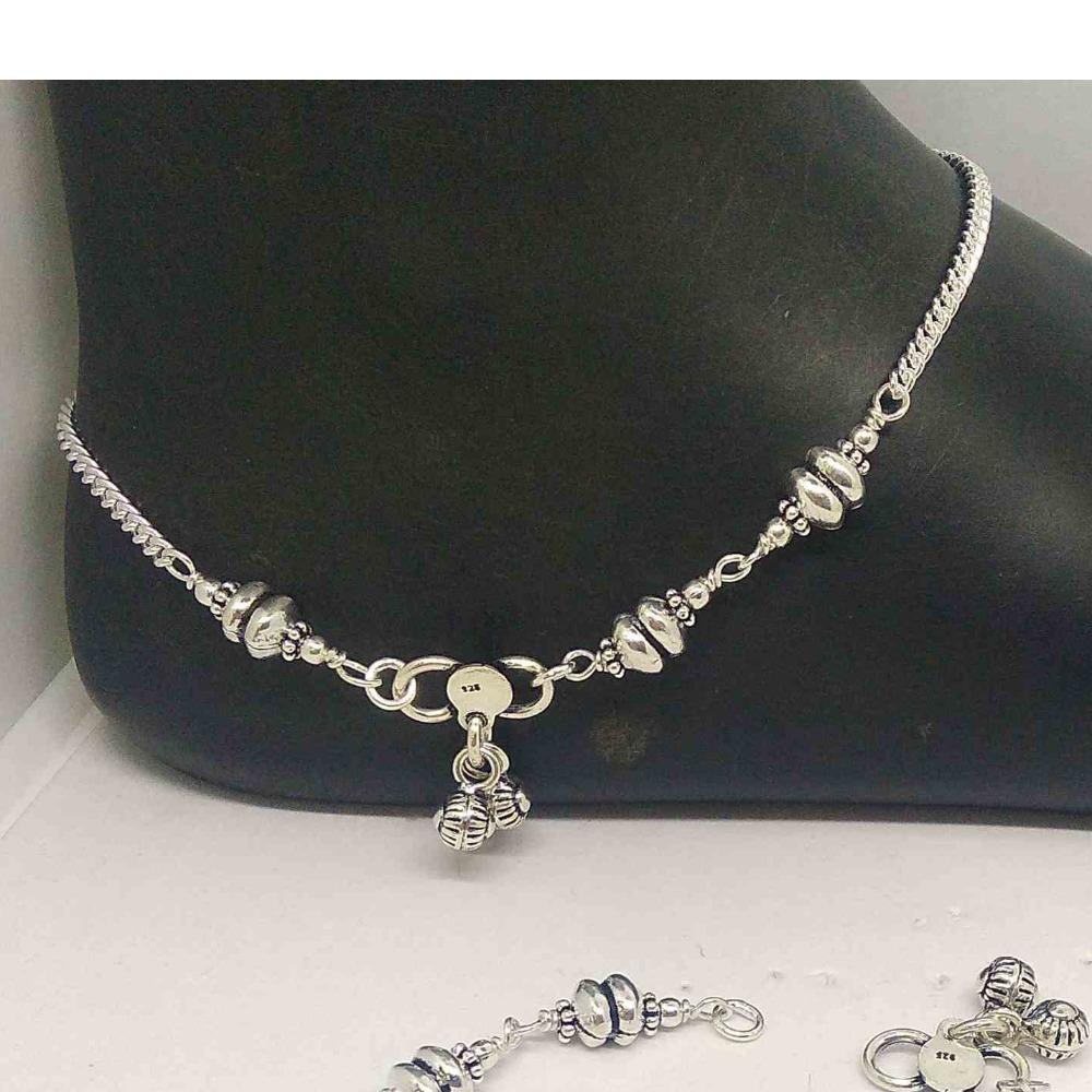 Buy quality 925 silver simple delicate oxidised payal / anklet for ...