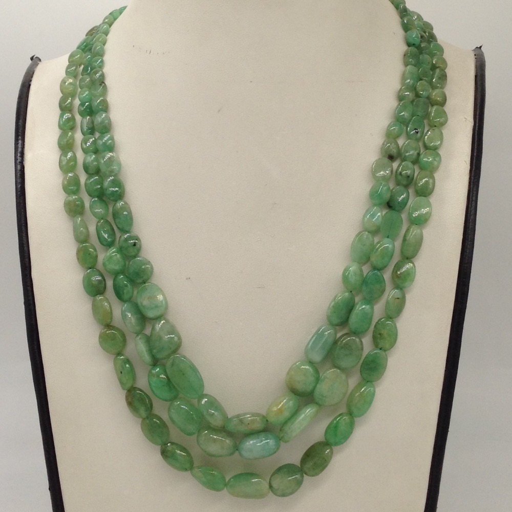 Natural Green Russian Emeralds Oval Aweja Necklace JSS0115