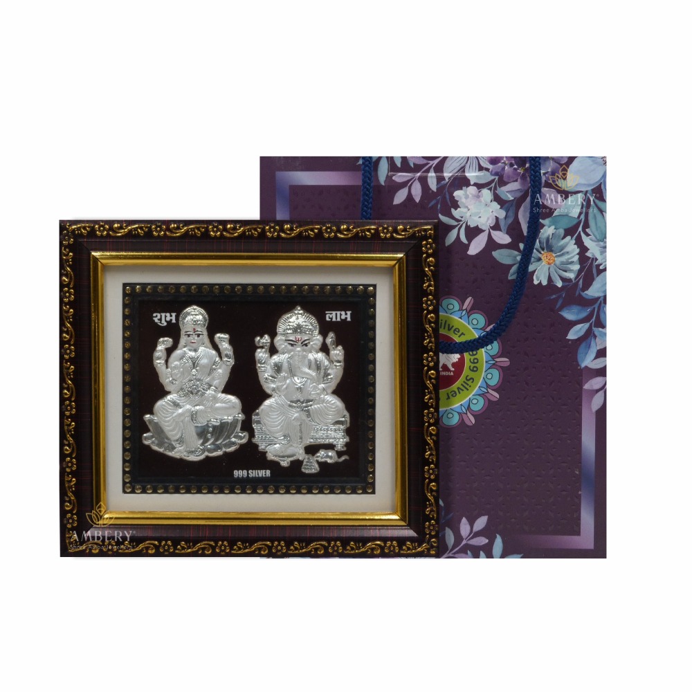 Laxmi & ganesh 999 silver foil frame