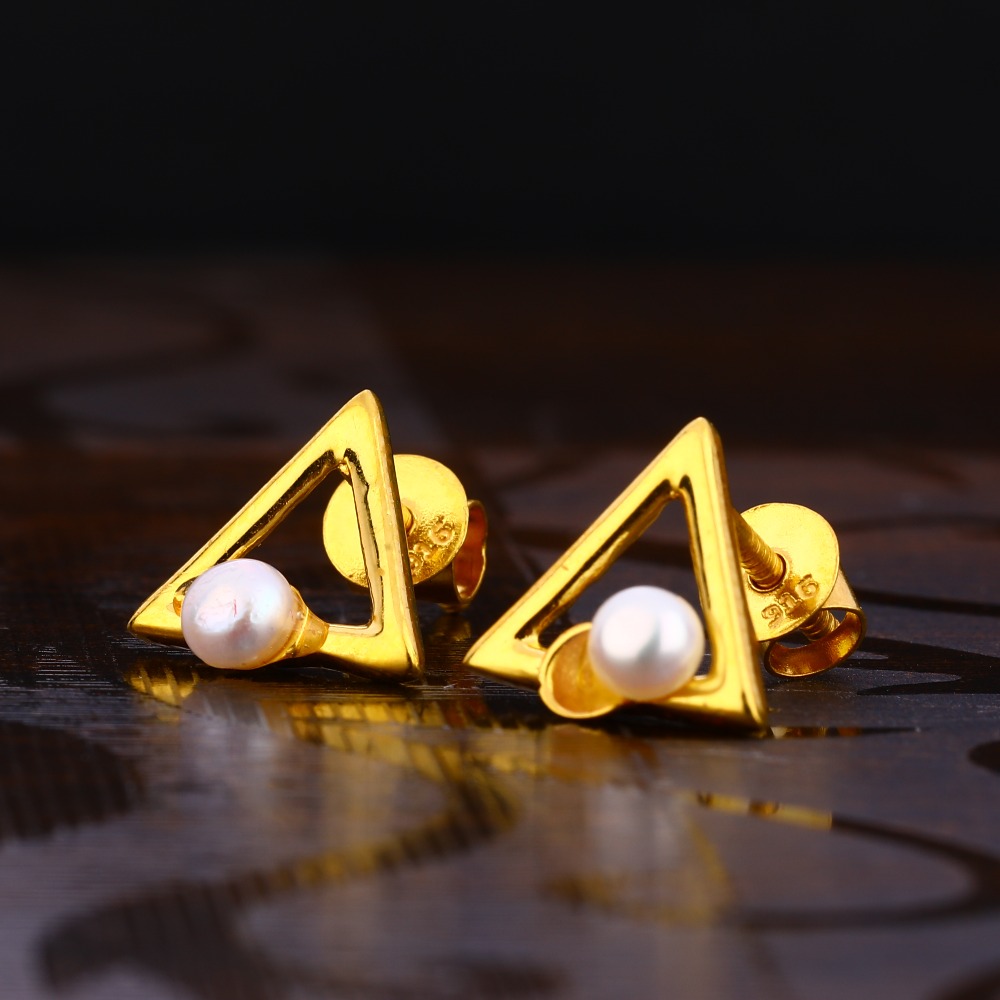 22KT Gold Ladies Stylish Solitaire Earring LSE223