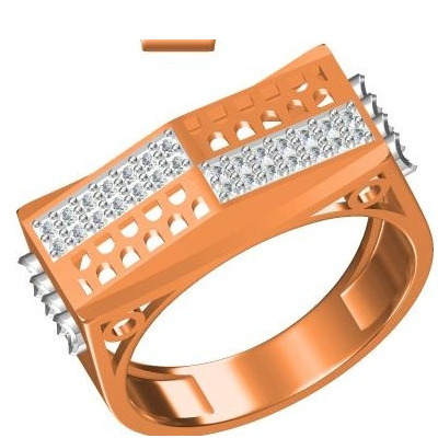 916 cz rose gold diamond gents ring