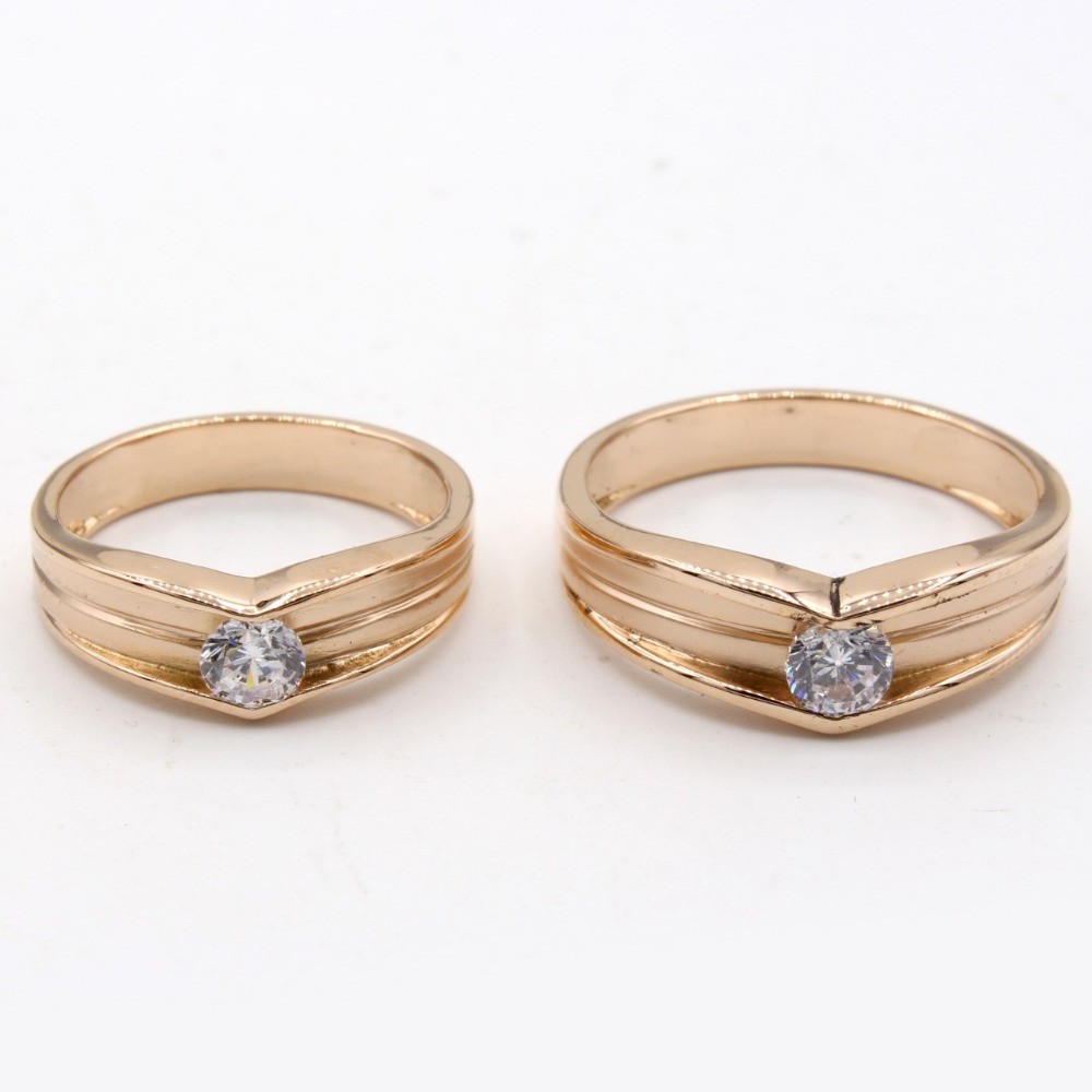 22KT Gold Single Stone Couple Ring KV-R001