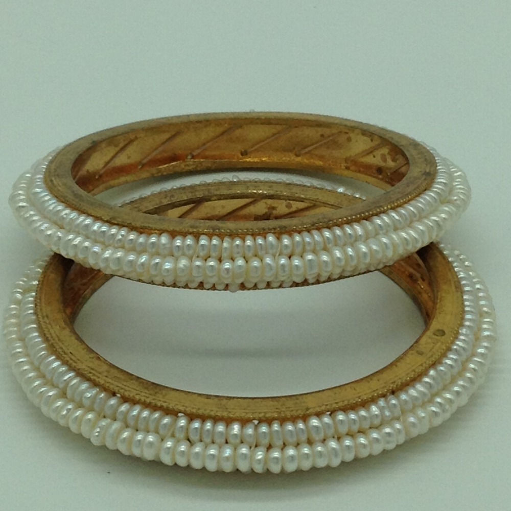 White flat pearls 3 layers bangles jbg0075