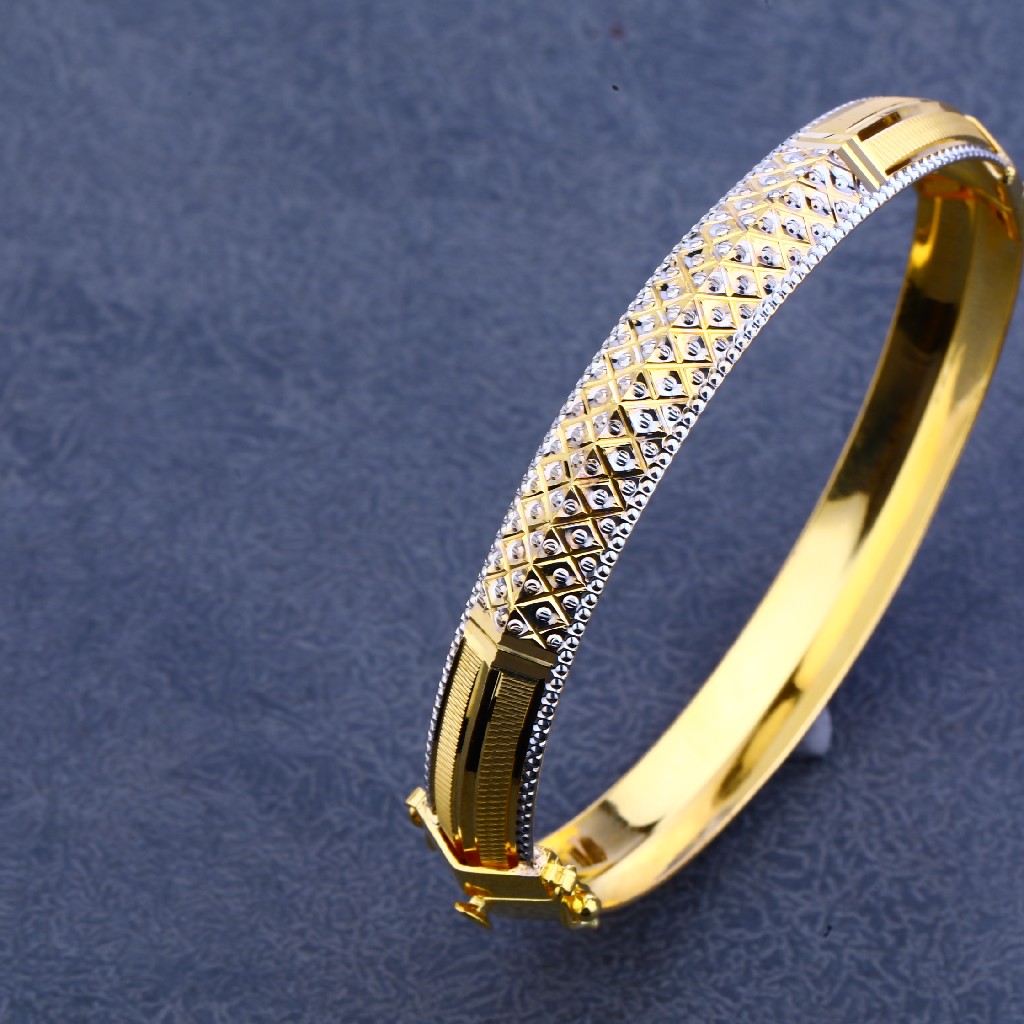 916 Gold Cz Designer Lock Kada MPLKB19
