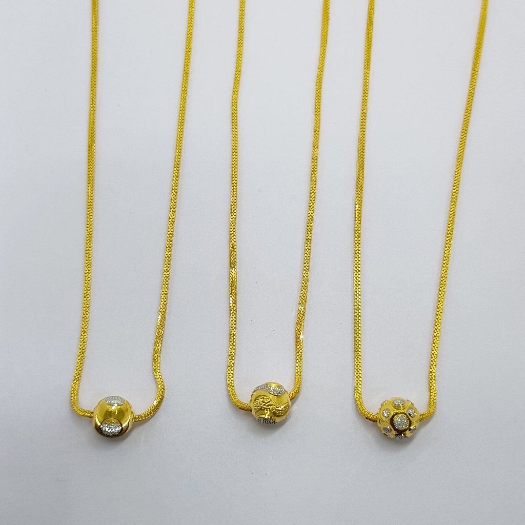 Golden Necklace Micron Gold Plated Ball Chain Dokiya, Size: Length : 18 Inch