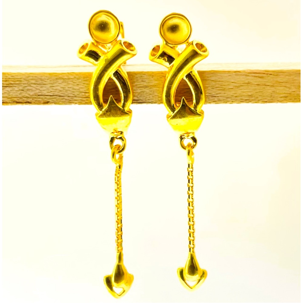 22k yellow gold whirly plain earrings