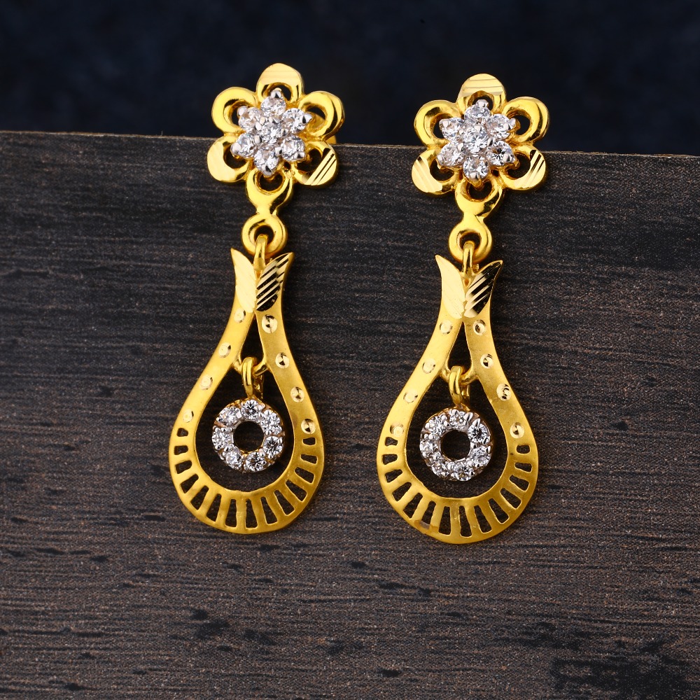 22CT Gold CZ Ladies Delicate Jhummar Earring LJE294