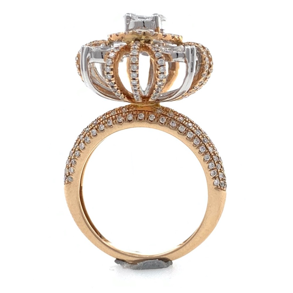 18kt / 750 rose gold anniversary cocktail diamond studded ladies ring 8lr158