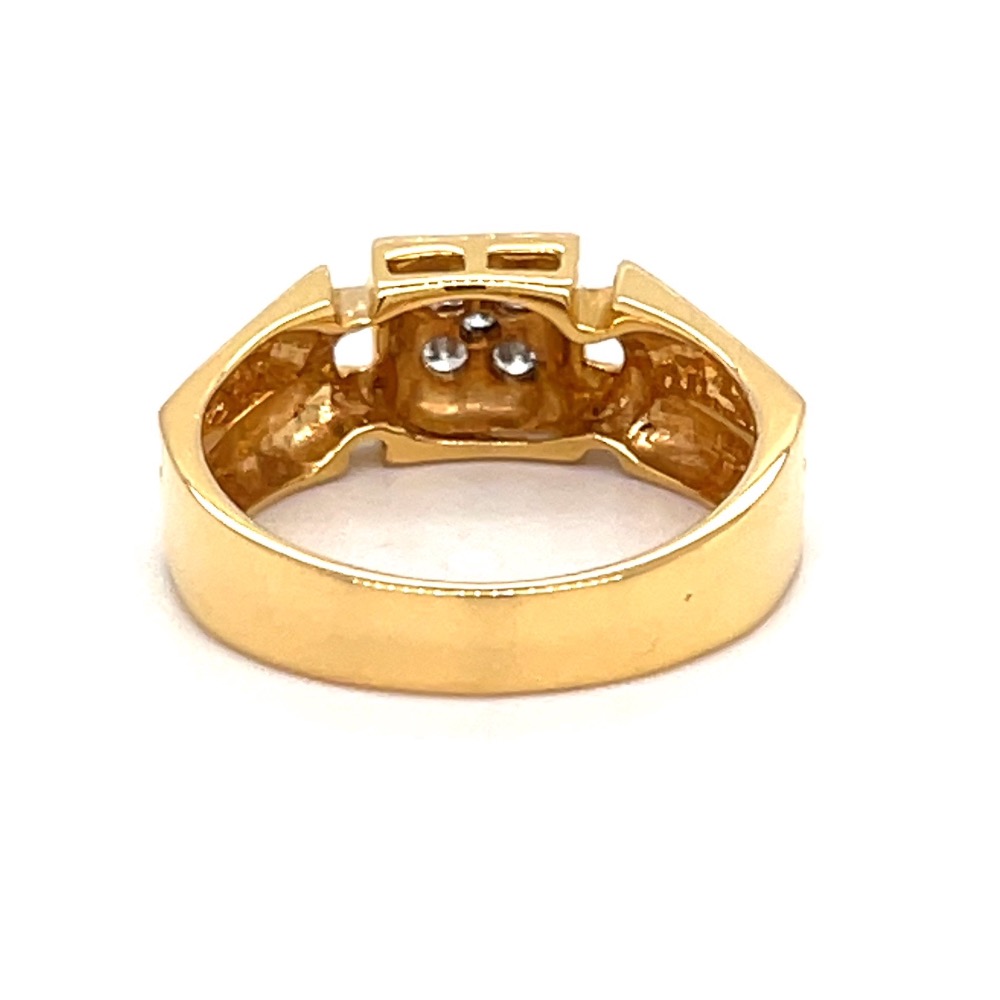 Square shaped Diamond Ring for Men in Yellow Gold