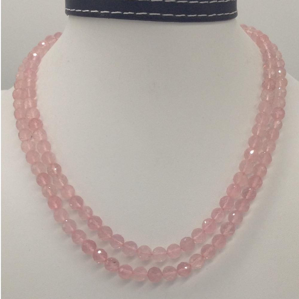 Natural pink rose quartz round faceted beeds necklace JSS0087