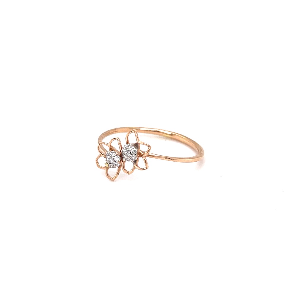 Delicate dual flower with golden petals diamond ring