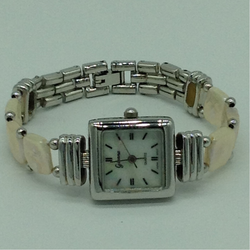 Freshwater white square baroque pearls watch jbg0225