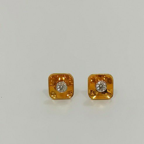 Gold Single Stone CZ earrings