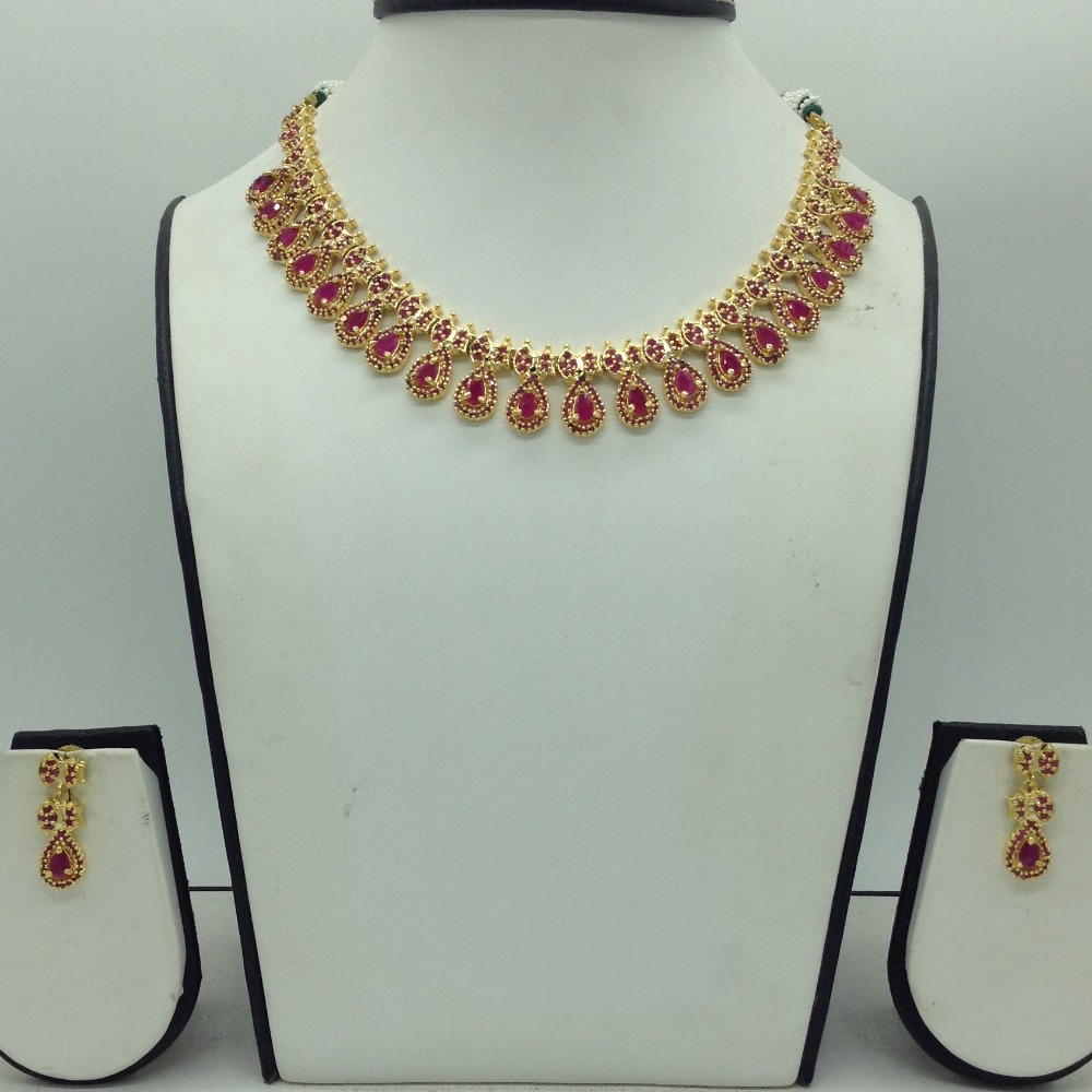 Red cz stones necklace set jnc0176