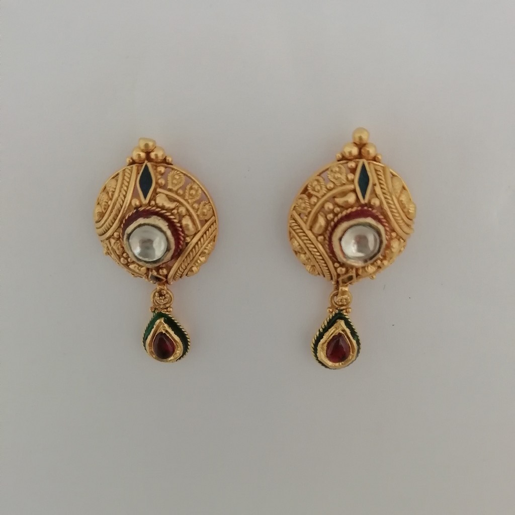 916 gold antique jadtar earrings
