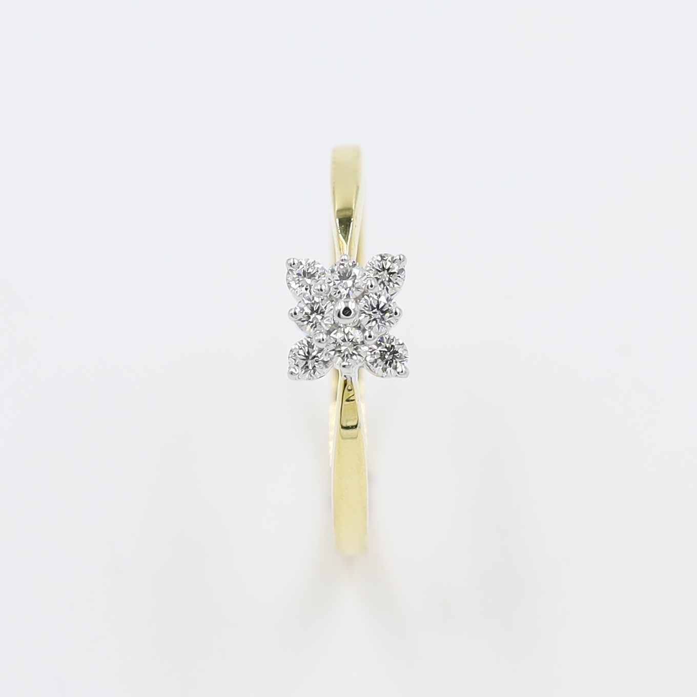 Floral Motif Eight Real Stone Diamond Finger Ring