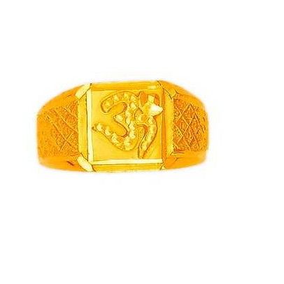 22K/916 CZ Designer Plain Gold Gents Ring