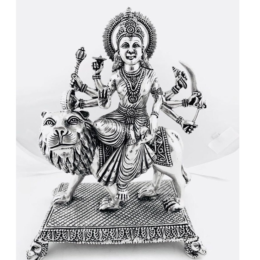 999 Pure Silver Ambe / Durga Mata Idol / Statue / Murti (#03) #51403 | Buy  Pure Silver Statue Online