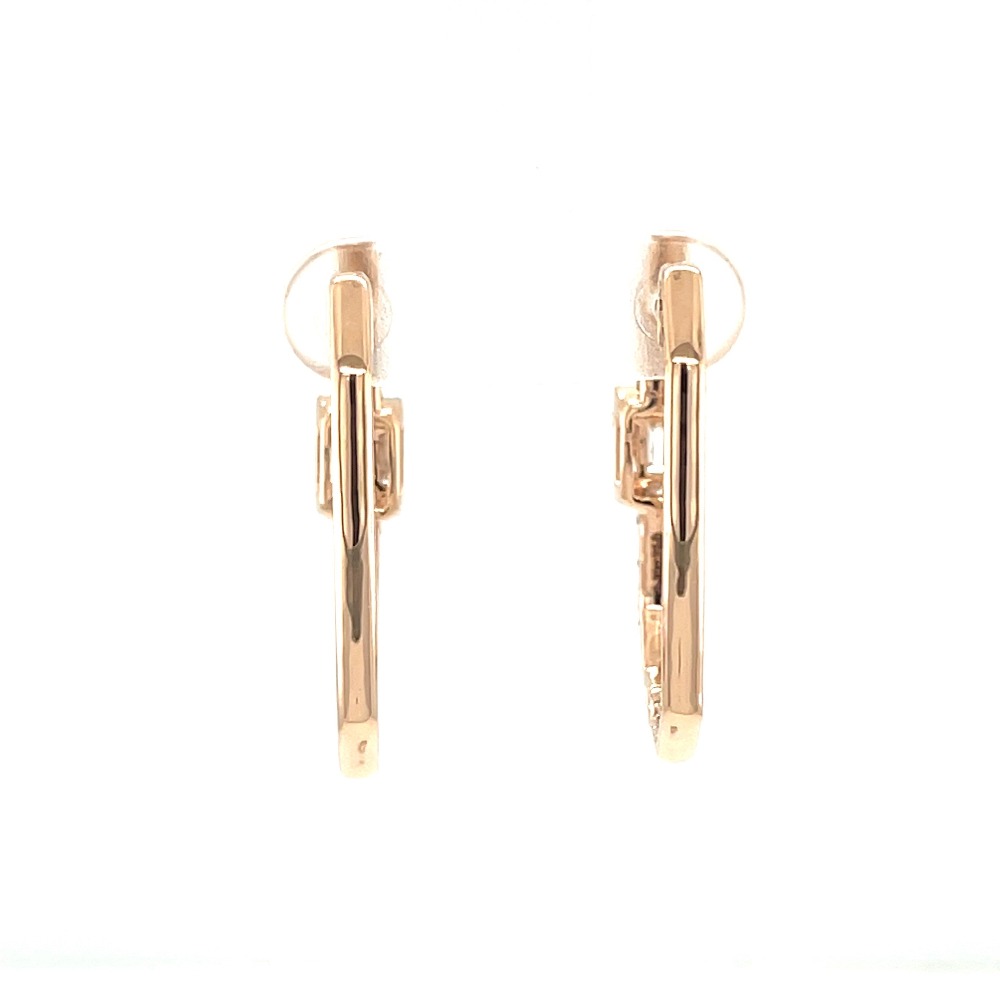 Hexagon Hoop Earring with Baguette and Round Diamond