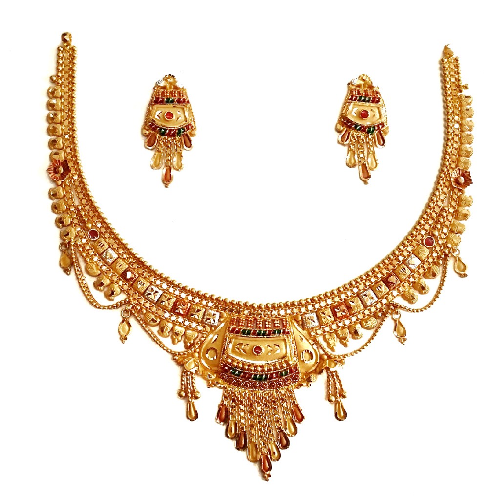 Buy quality 22k Gold Kalkatti Jhula Chain Necklace Set MGA - GN091 in ...