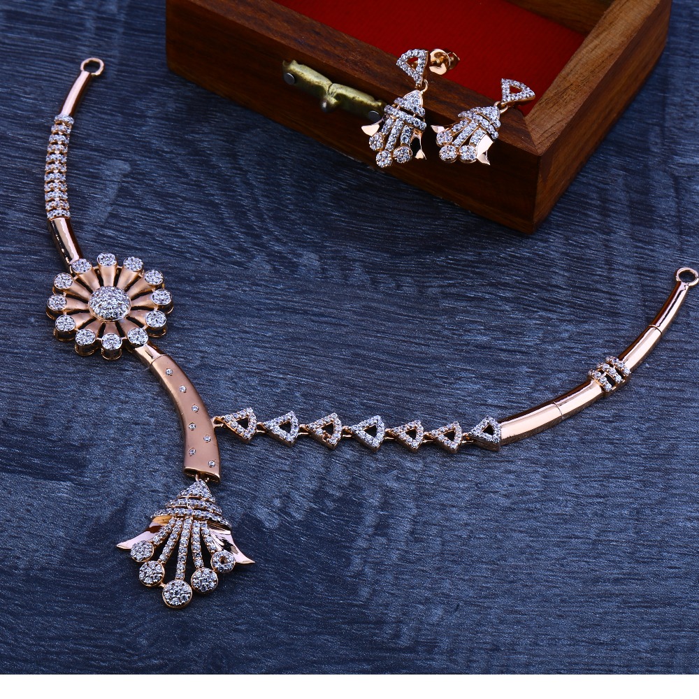 Buy quality 750 exclusive rose gold necklace set RN20 in Ahmedabad