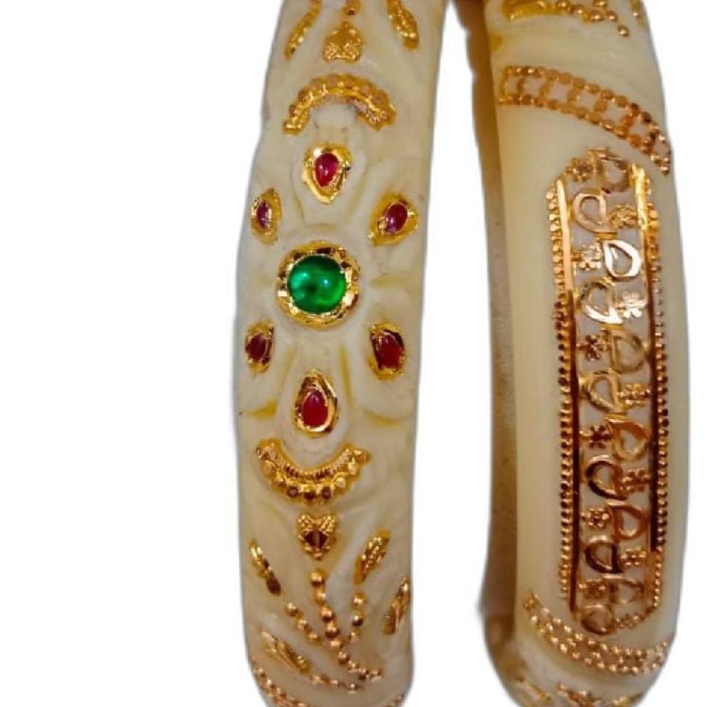 Gold Art Work white coated bangles