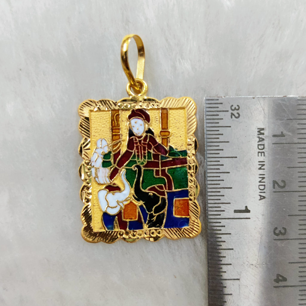 916 Gold Fancy Gent's Shakti Maa Minakari Pendant