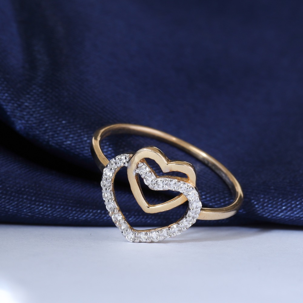 Modern 18kt Rose Gold Intertwined Heart Diamond Ring