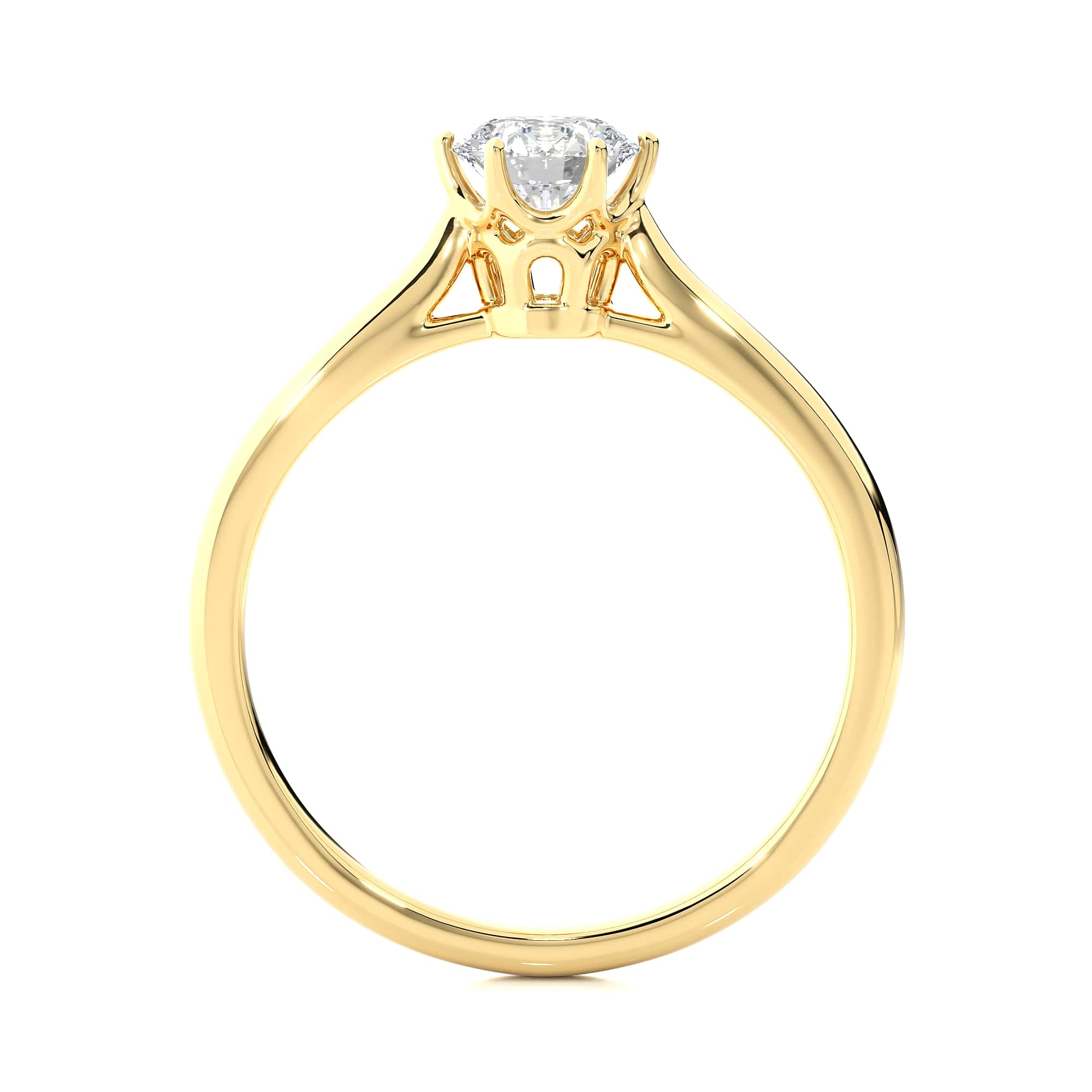 Solitaire Ring with Round Shaped Diamond YG