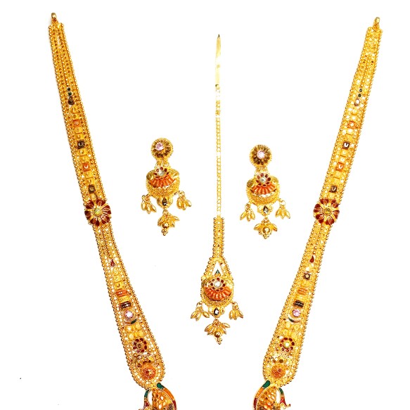 22k gold Long kalkatti necklace set MGA - GLA022