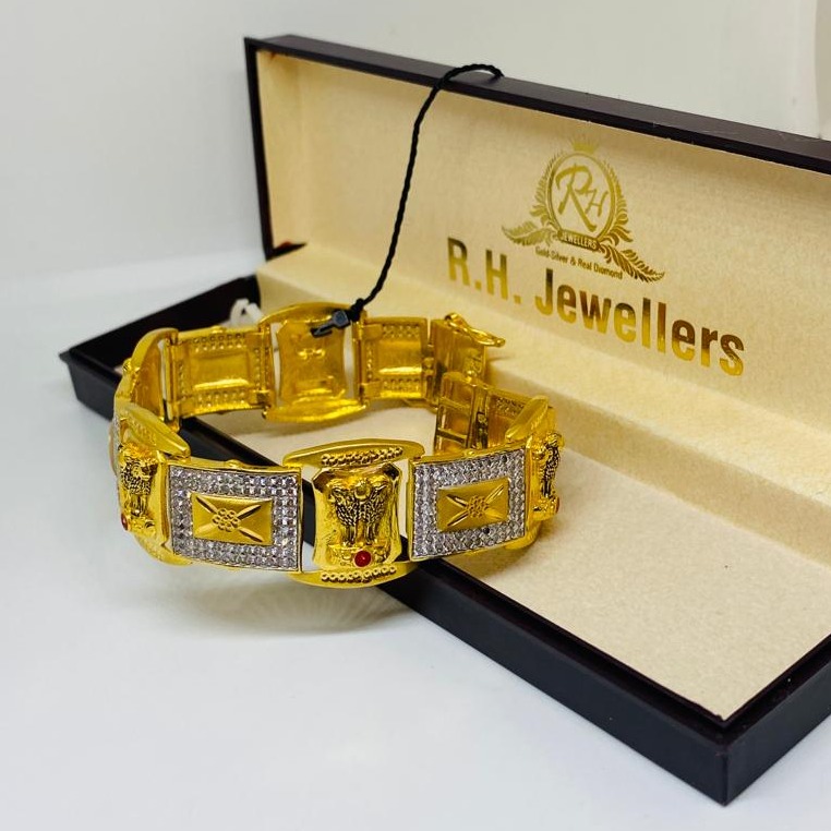 One gram gold bracelet cz stone peacock design  Swarnakshi Jewelry