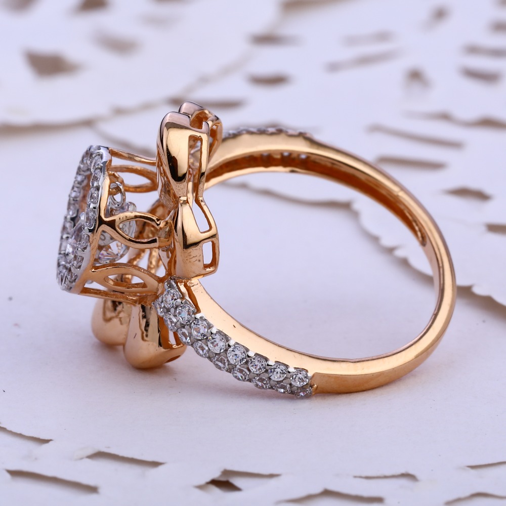 18CT  Rose Gold CZ Designer Ladies Ring RLR766