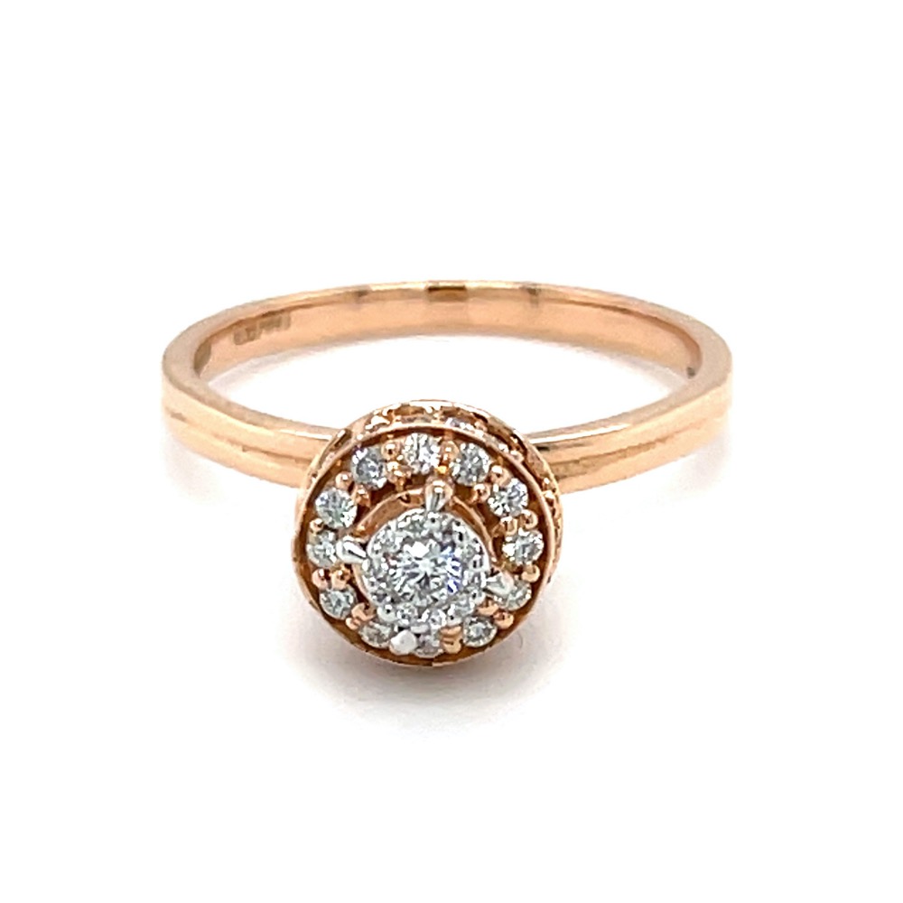Fancy Vase Shaped Motif Diamond Ring in 18K Rose Gold 0LR164