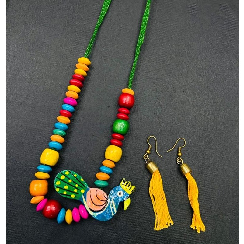 Long Peacock Design  Artificial Necklace Set 
