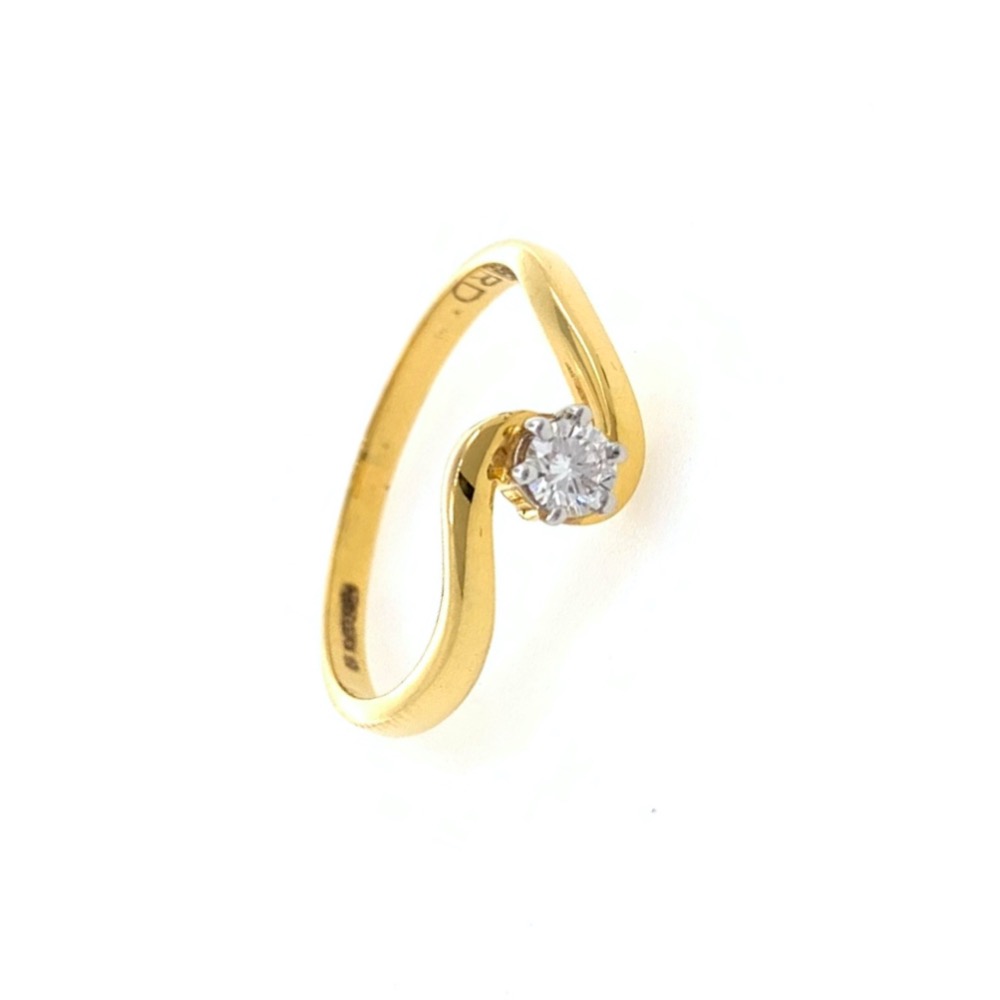 Single Diamond Ladies ring in 18k Yellow Gold - 1.840 grams - VVS EF 12 cents - 0LR75