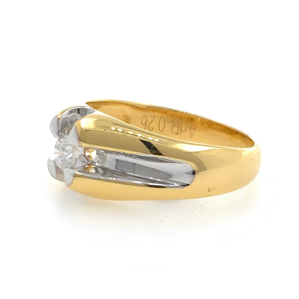 18kt / 750 yellow gold plain solitaire diamond band ring 9gr60