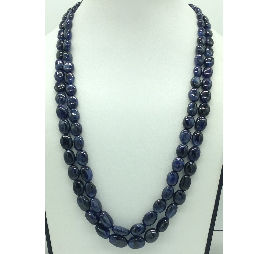Natural blue sapphires oval aweja 2 layers necklace jsb0143