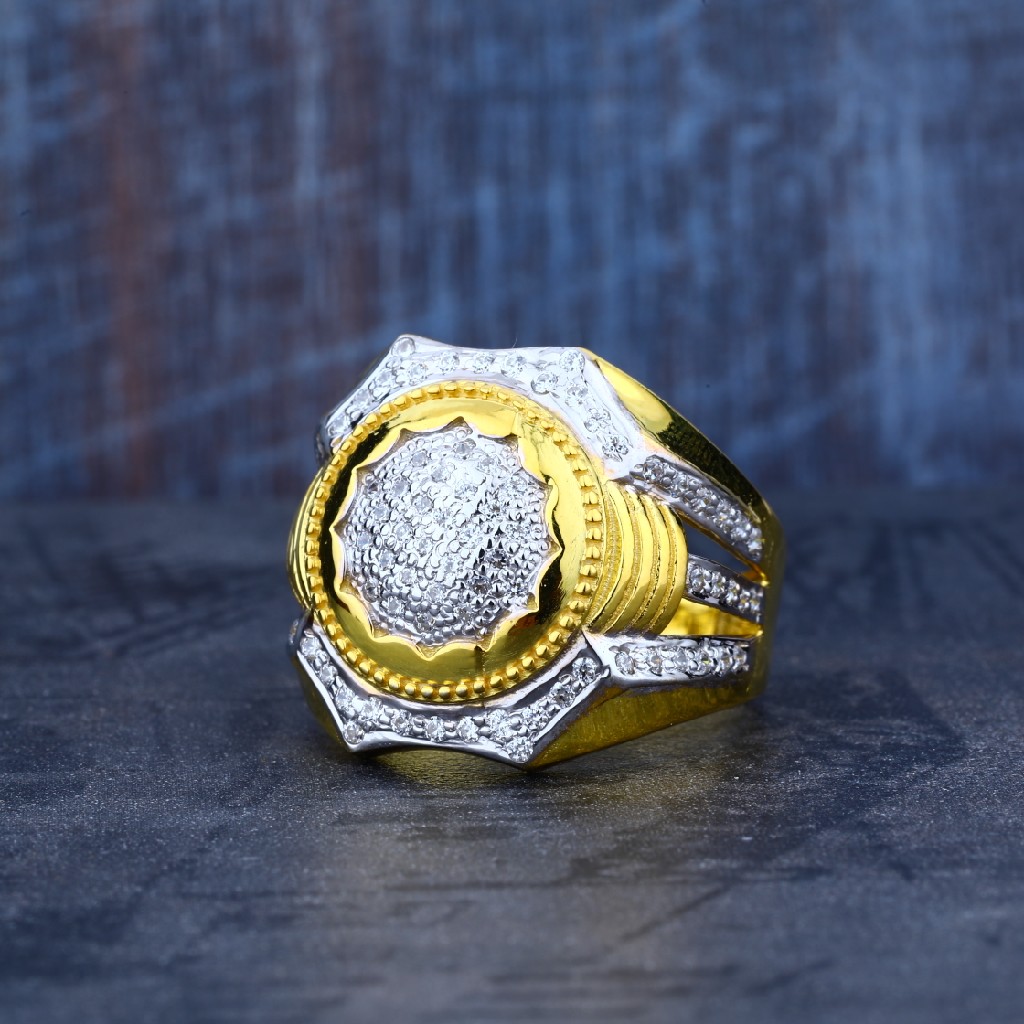 Mens Exclusive 916 Gold Fancy Cz Ring-MR04