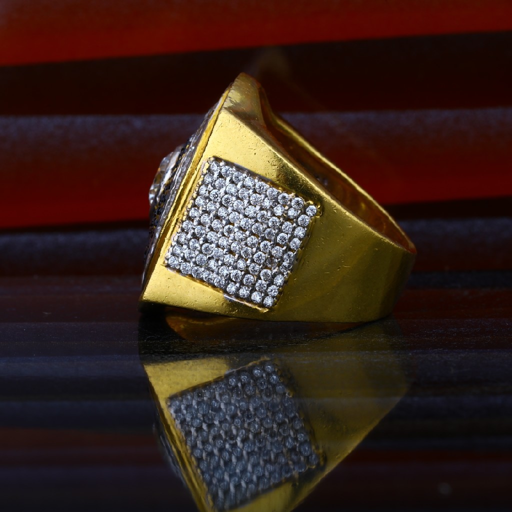 Mens 916 Gold Heavyweight Designer Ring-MHR49