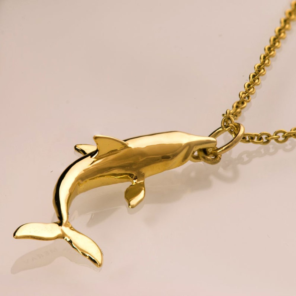 Sterling Silver Gold-Tone Simulated Blue Opal Dolphin Pendant Necklace |  eBay