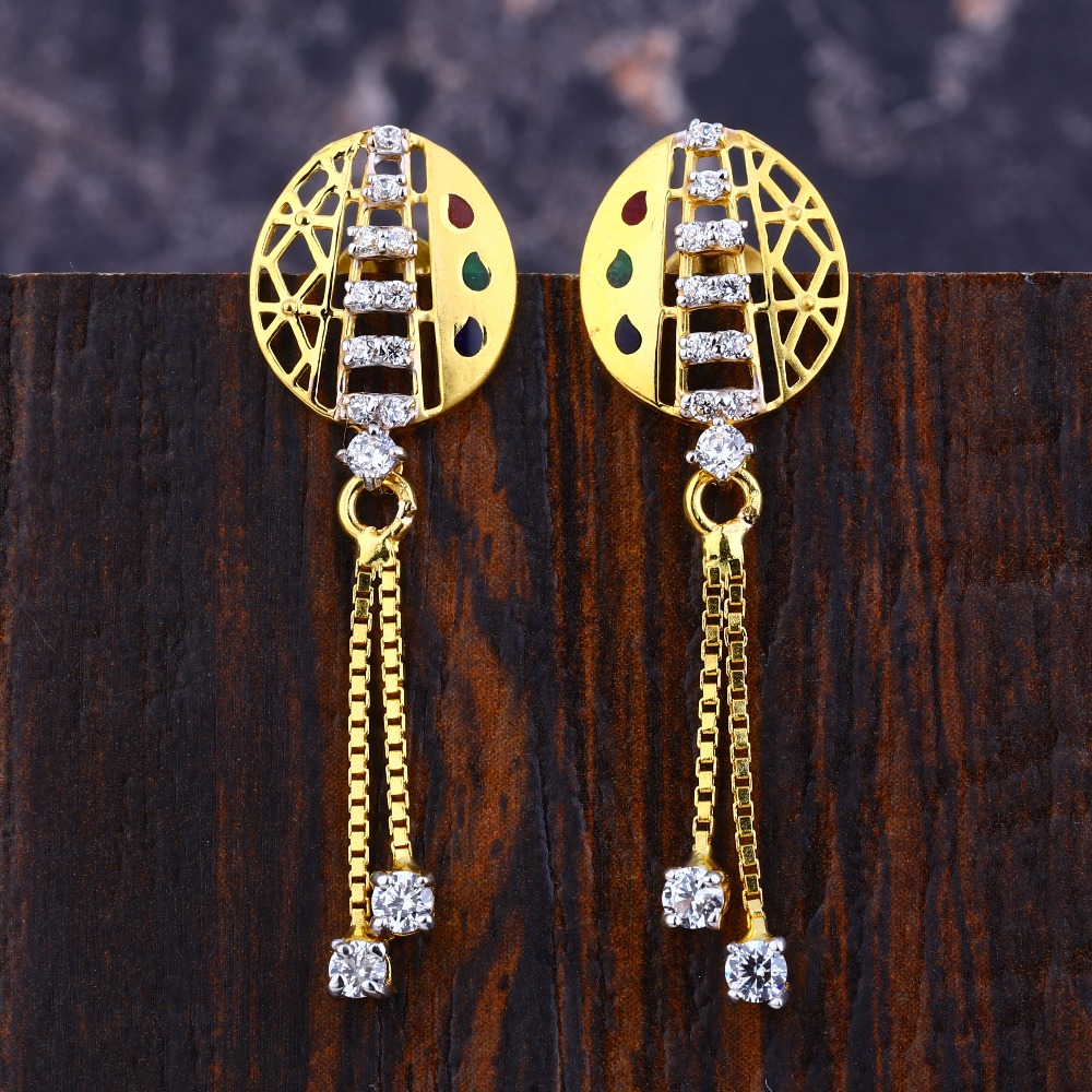 22CT Gold Cz Ladies Exclusive Jhummar Earring LFE352