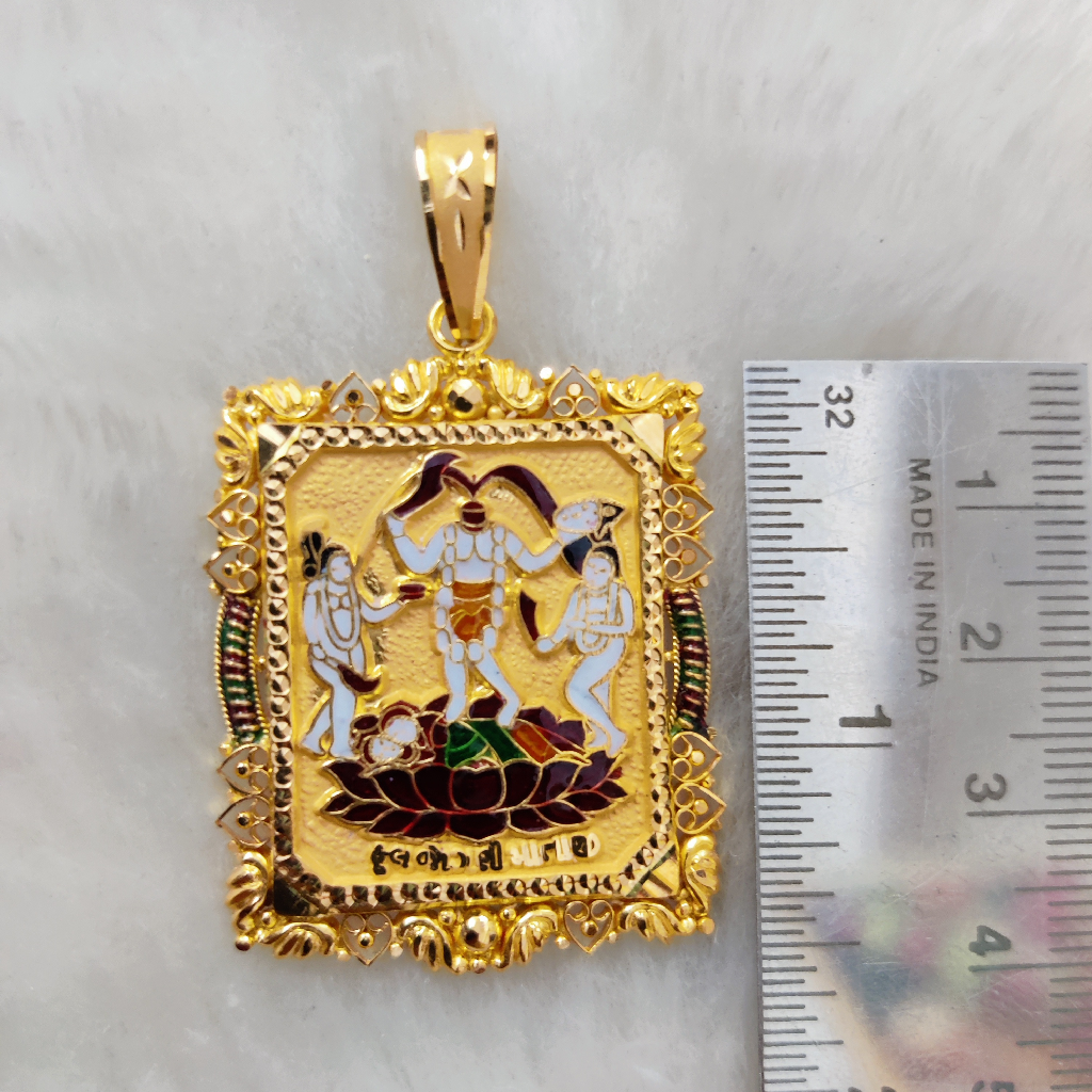 916 gold fancy gent's fulajogani maa minakari pendant