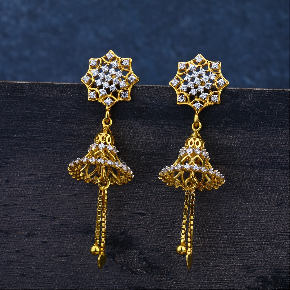 Buy quality Ladies 22K Gold Latkan Fancy Earrings -LJE98 in Ahmedabad
