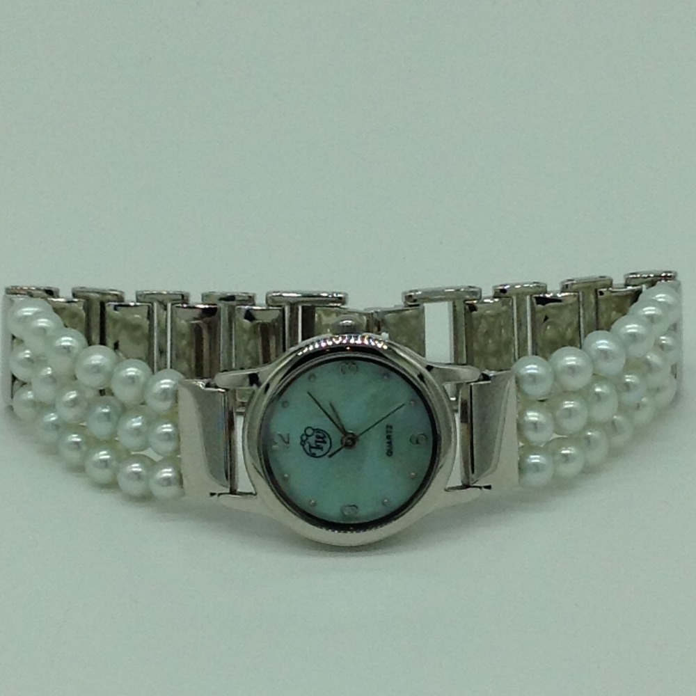 Freshwater green round pearls 3 layers watch jbg0223